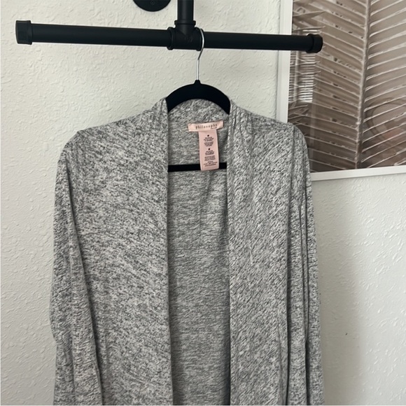 Anthropologie Philosophy Grey Buttery Soft Waterfall Open Cardigan: M - Picture 2 of 6